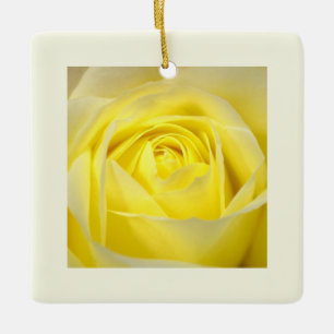 Yellow Rose Closeup Ceramic Ornament