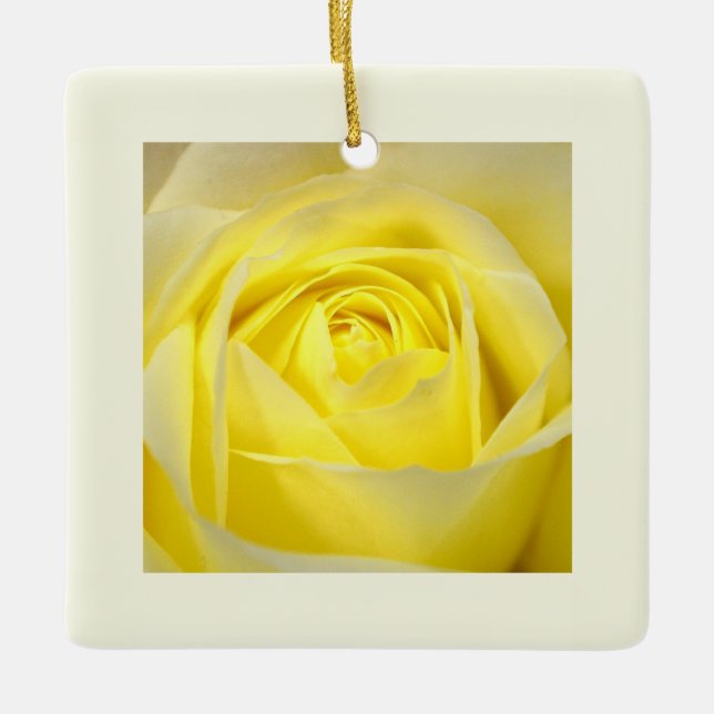 Yellow Rose Closeup Ceramic Ornament (Front)
