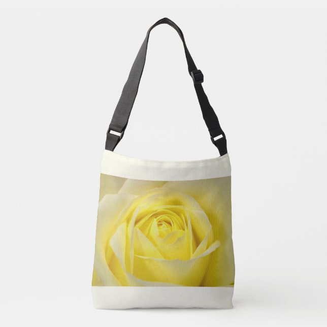 Yellow Rose Closeup Crossbody Bag (Front)