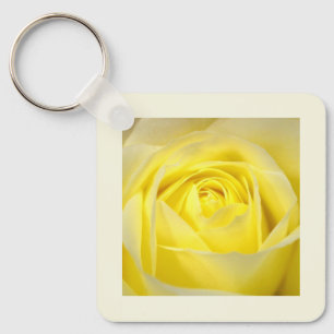 Yellow Rose Closeup Key Ring