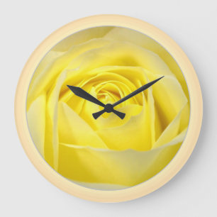 Yellow Rose Closeup Large Clock