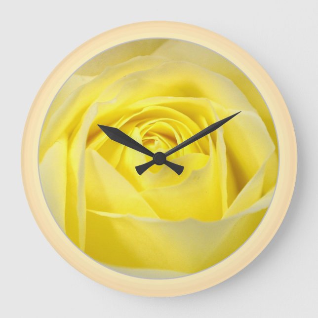 Yellow Rose Closeup Large Clock (Front)
