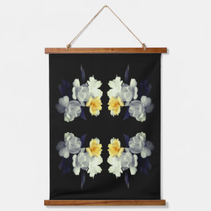 Yellow Rose Cluster Partial Color Abstract Hanging Tapestry