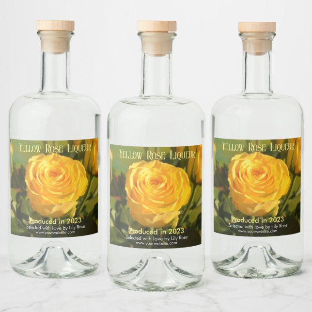 Yellow Rose Customised Liquor Bottle Label (Bottles)