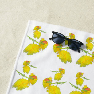 Yellow Rose Fabric. Beach Towel