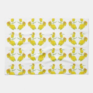 Yellow Rose Fabric. Tea Towel