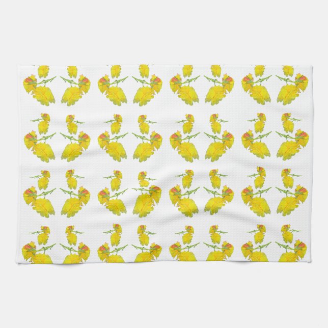 Yellow Rose Fabric. Tea Towel (Horizontal)