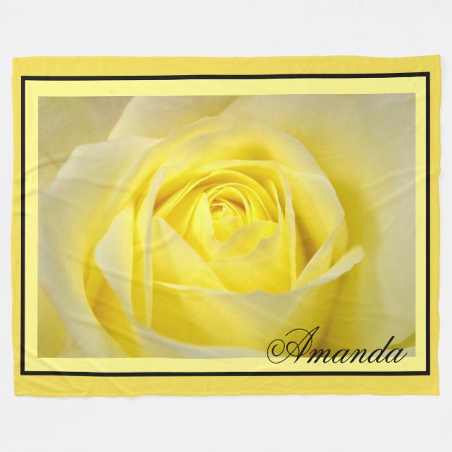 Yellow Rose Fleece Blanket (Front (Horizontal))