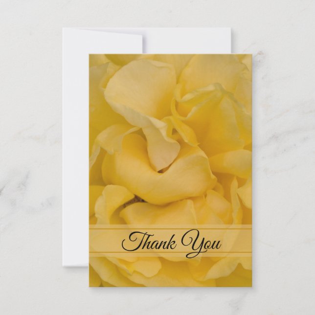 Yellow Rose Floral Flat Thank You Notes Invitation (Front)