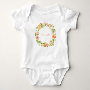 Yellow Rose Floral Greenery Girl Baby Shower Baby Bodysuit
