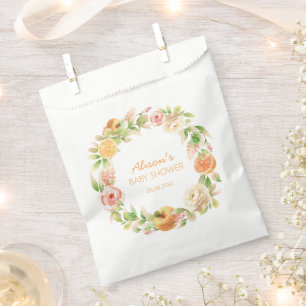 Yellow Rose Floral Greenery Girl Baby Shower Favour Bag