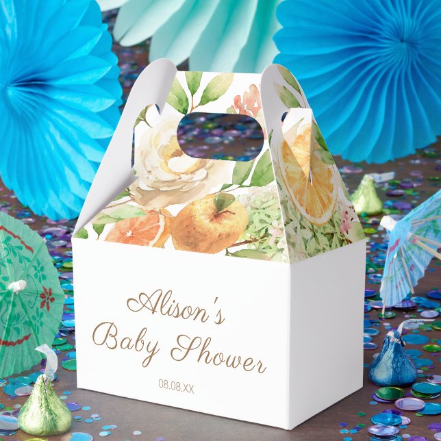 Yellow Rose Floral Greenery Girl Baby Shower Favour Box (Creator Uploaded)