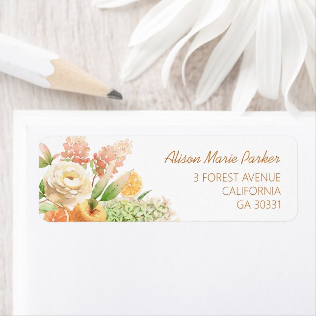 Yellow Rose Floral Greenery Return Address Label (Insitu)