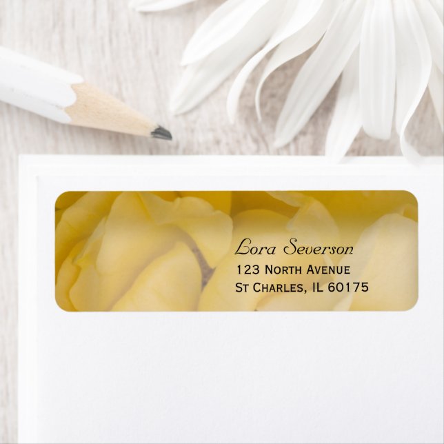 Yellow Rose Floral Return Address Label (Insitu)