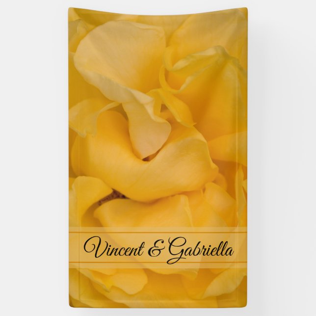 Yellow Rose Floral Wedding Banner (Vertical)
