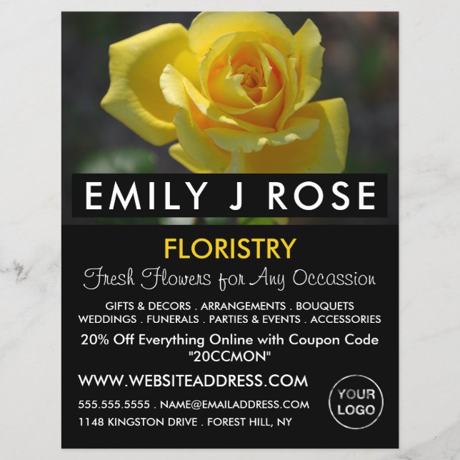 Yellow Rose, Floristry Advertising Flyer (Front)