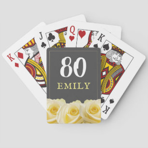 Yellow Rose Flower 80th Birthday Playing Cards