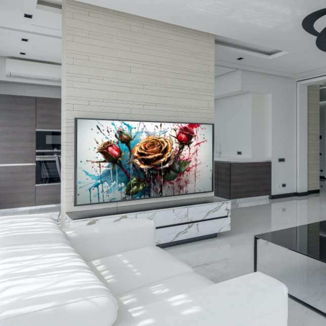 Yellow rose flower and red rose buds poster (Samsung Frame Tv Art)