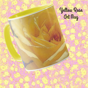 Yellow Rose Flower Art Mug Cup