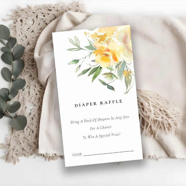 Yellow Rose Flower Bunch Diaper Raffle Baby Shower Enclosure Card (Creator Uploaded)