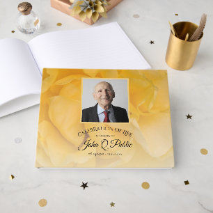 Yellow Rose Flower Celebration of Life Memorial Guest Book