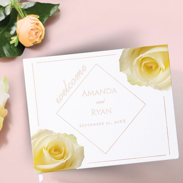 Yellow Rose Flower Floral Wedding Guest Book (Creator Uploaded)