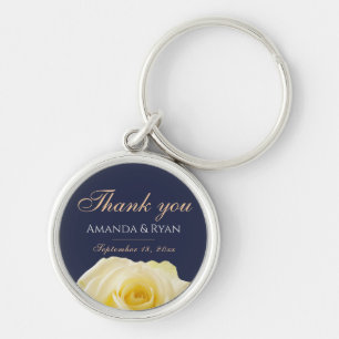 Yellow Rose Flower Floral Wedding Thank you Key Ring