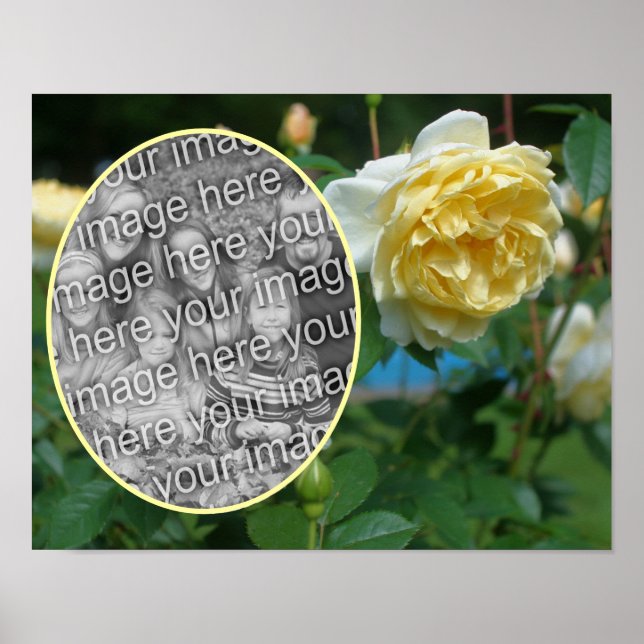 Yellow Rose Flower Frame Create Your Own Photo Poster (Front)