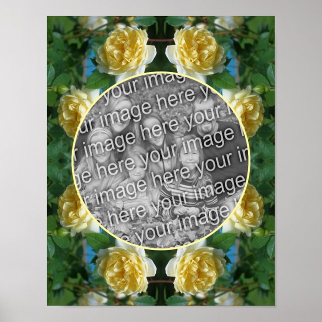Yellow Rose Flower Frame Create Your Own Photo Poster (Front)