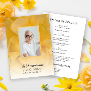Yellow Rose Flower Funeral Memorial Service Program