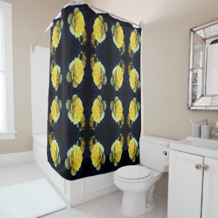 Yellow Rose Flower In Bloom Abstract Pattern Shower Curtain
