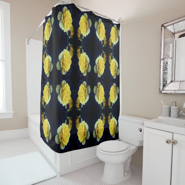 Yellow Rose Flower In Bloom Abstract Pattern Shower Curtain (In Situ)