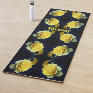 Yellow Rose Flower In Bloom Abstract Personalised Yoga Mat
