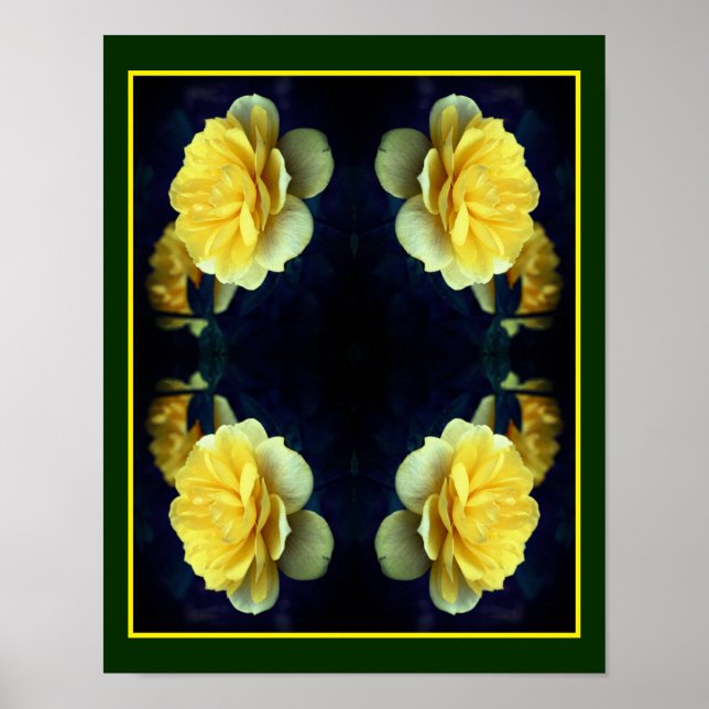 Yellow Rose Flower In Bloom Abstract Poster (Front)