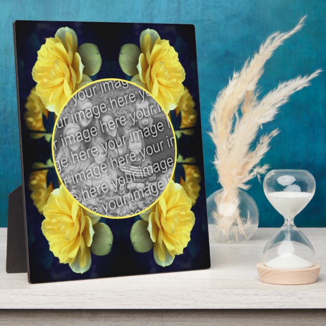 Yellow Rose Flower In Bloom Add Your Photo Plaque (Side)