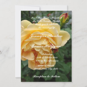 Yellow rose flower invitation