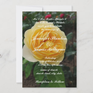 Yellow rose flower invitation