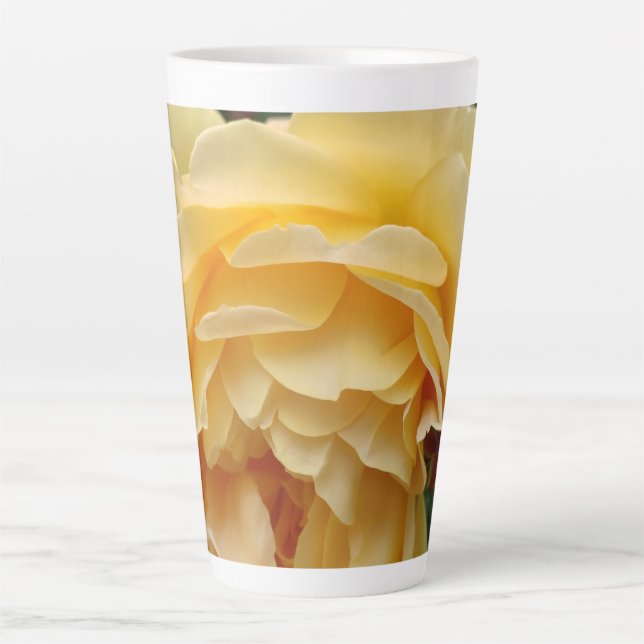 Yellow rose flower latte mug (Front)