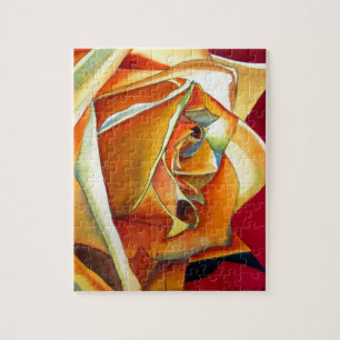 Yellow Rose flower original watercolor Art Jigsaw Puzzle
