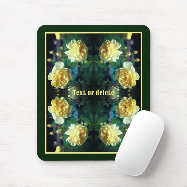 Yellow Rose Flower Pair Abstract Personalised Mouse Pad (With Mouse)