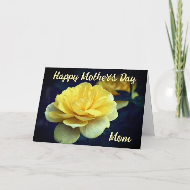 Yellow Rose Flower Personalised Mother's Day Card (Front)