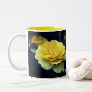 Yellow Rose Flower Personalised Two-Tone Coffee Mug