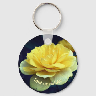 Yellow Rose Flower Personalized Key Ring