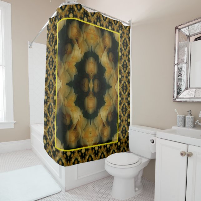 Yellow Rose Flowers Abstract Nature Shower Curtain (In Situ)