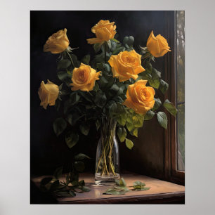 Yellow Rose Flowers Art Print Poster