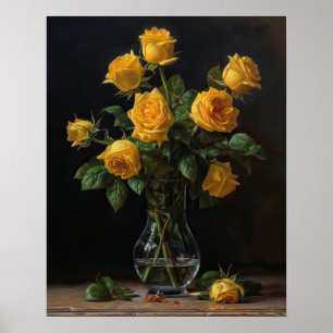 Yellow Rose Flowers Art Print Poster