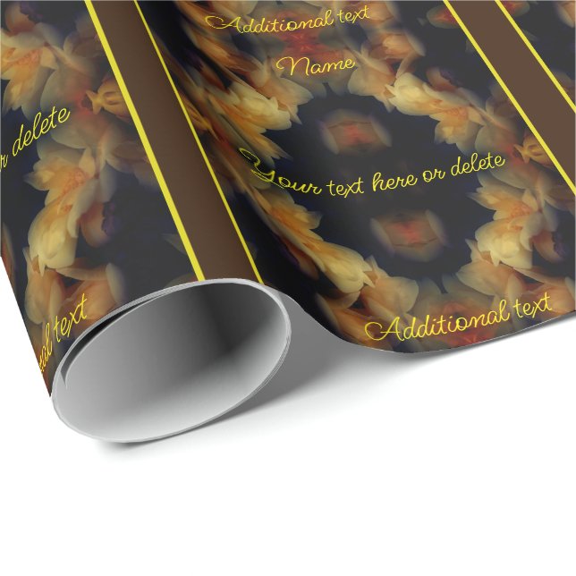 Yellow Rose Flowers Elegant Personalised Wrapping Paper (Roll Corner)