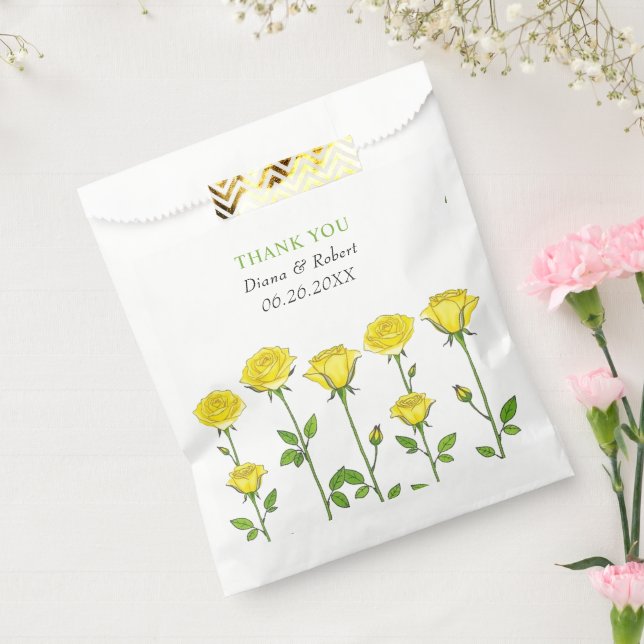 Yellow rose flowers floral Thank You wedding Favour Bag (Sealed)