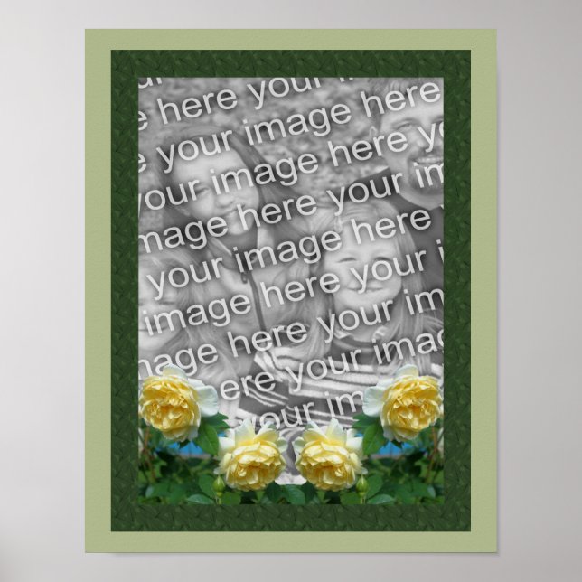 Yellow Rose Flowers Frame Create Your Own Photo  Poster (Front)