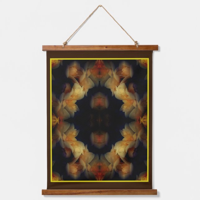 Yellow Rose Flowers Nature Abstract  Hanging Tapestry (Front)